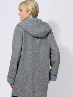 Collection L Manteaux|Vestes<Manteau imitation laine poches plaquées à rabat avec capuche