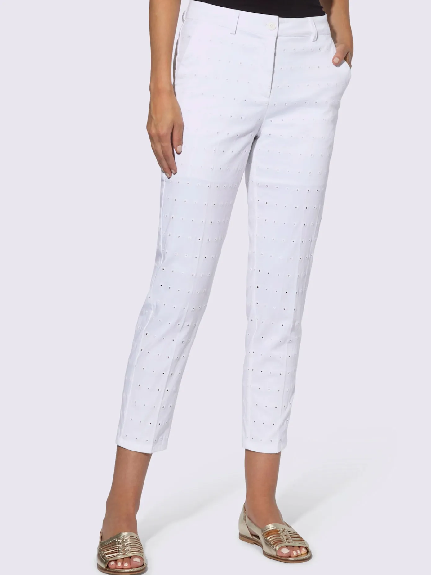 Linea Tesini Pantalons<Pantalon 7/8 motif ajouré