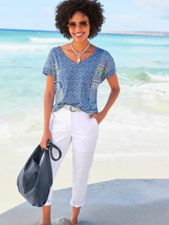 Linea Tesini Pantalons<Pantalon 7/8 motif ajouré