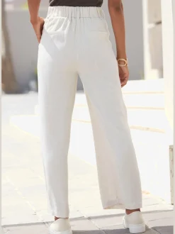 LASCANA Pantalons<Pantalon avec plis de ceinture pantalon tissé avec deux boutons aux bords-côtes