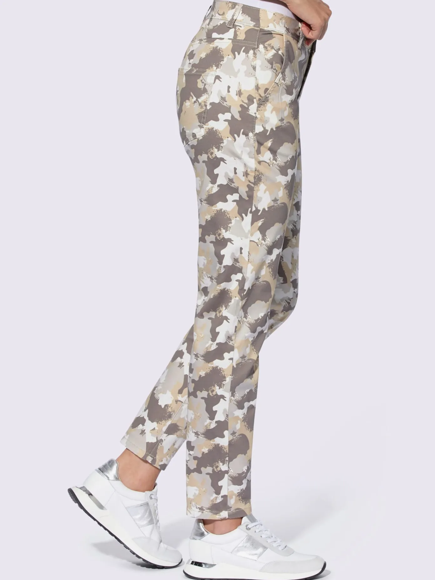 Mandarin Pantalons<Pantalon cargo motif camouflage tendance