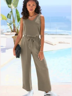 Vivance Pantalons<Pantalon ceinture élastique avec bordure volantée au dos