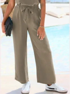 Vivance Pantalons<Pantalon ceinture élastique avec bordure volantée au dos