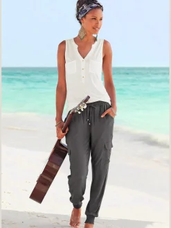 LASCANA Pantalons<Pantalon ceinture smockée élastique et coulisse