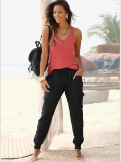 LASCANA Pantalons<Pantalon ceinture smockée élastique et coulisse