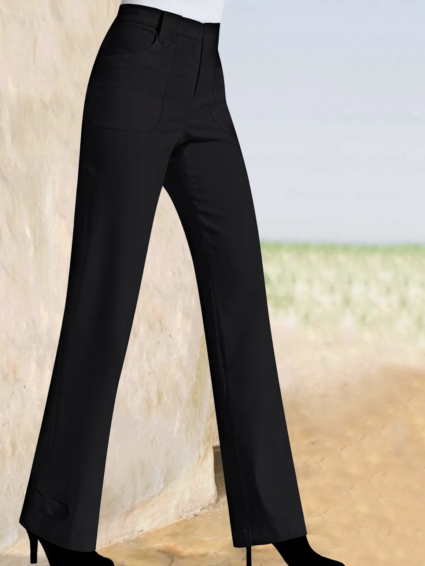Alessa W. Pantalons<Pantalon coupe droite détails boutonnés