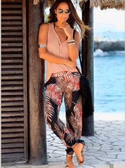 LASCANA Pantalons<Pantalon de plage avec imprimé palmiers