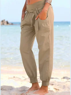 Buffalo Pantalons<Pantalon de plage large ceinture en jersey