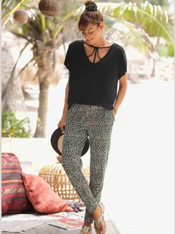 s.Oliver Pantalons<Pantalon de plage pantalon en tissu léger avec imprimé sur toute la surface
