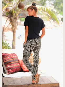 s.Oliver Pantalons<Pantalon de plage pantalon en tissu léger avec imprimé sur toute la surface