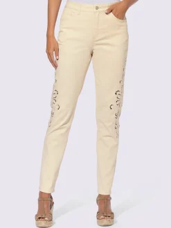 Linea Tesini Pantalons<Pantalon empiècement en dentelle transparent sur les côtés