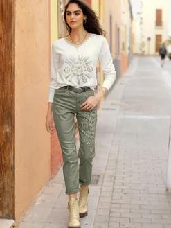 Mandarin Pantalons<Pantalon en bengaline revêtement