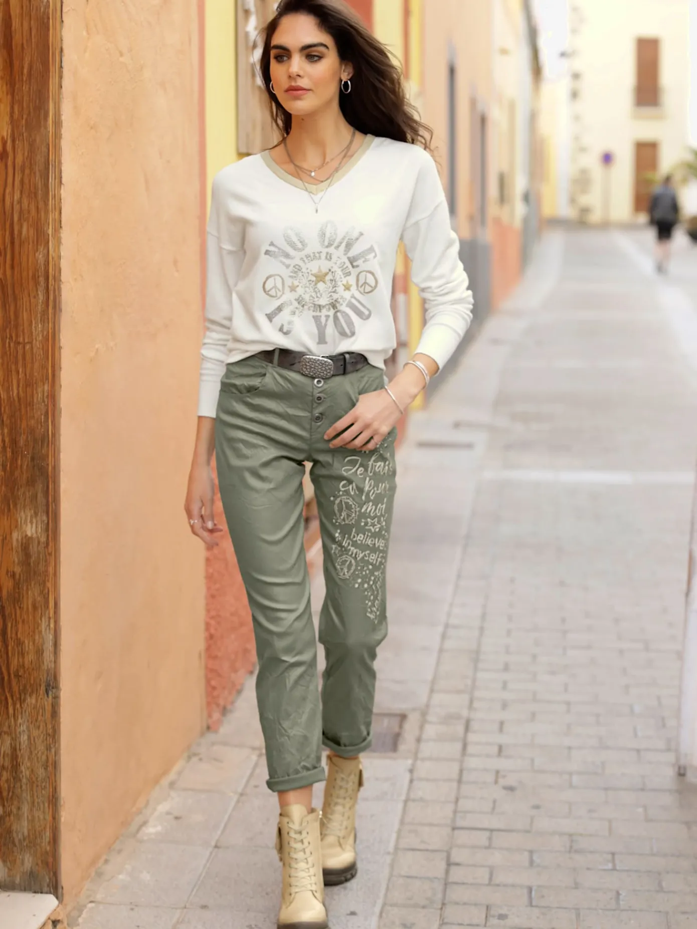 Mandarin Pantalons<Pantalon en bengaline revêtement