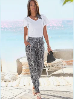 Vivance Pantalons<Pantalon en jersey léger avec ceinture élastique