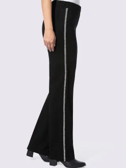 Rick Cardona Pantalons<Pantalon en jersey rayures galon avec petites pierres brillantes fantaisie