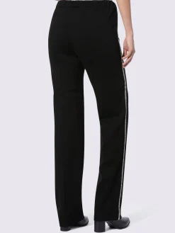 Rick Cardona Pantalons<Pantalon en jersey rayures galon avec petites pierres brillantes fantaisie
