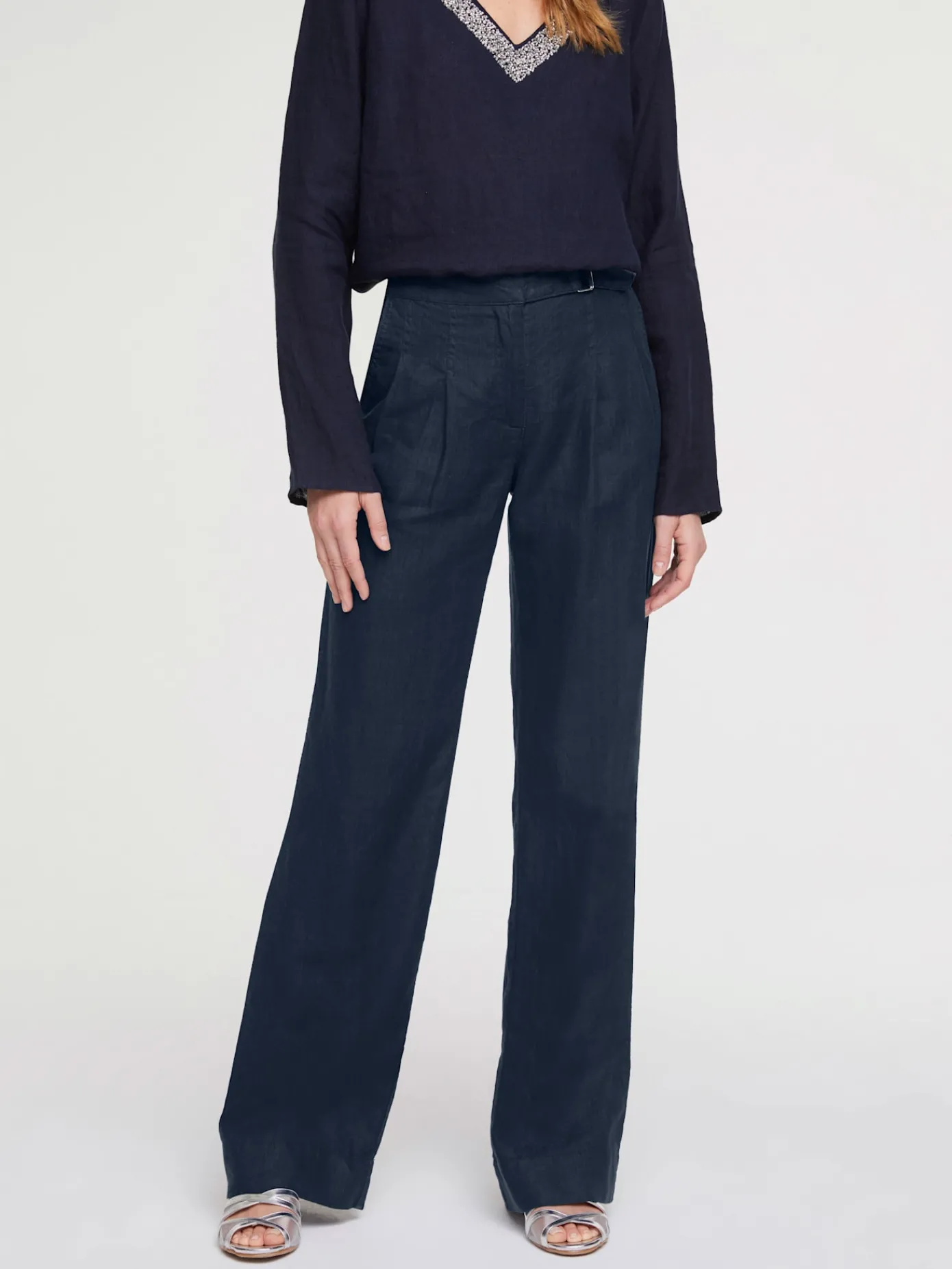 Rick Cardona Pantalons<Pantalon en lin jambes larges