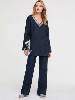 Rick Cardona Pantalons<Pantalon en lin jambes larges