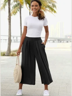 LASCANA Pantalons<Pantalon en tissu avec large ceinture élastique