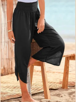 Buffalo Pantalons<Pantalon en tissu léger avec large ceinture