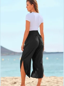 Buffalo Pantalons<Pantalon en tissu léger avec large ceinture