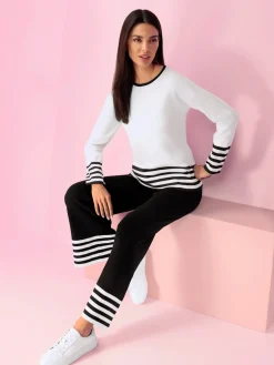 Rick Cardona Pantalons<Pantalon en tricot rayures contrastées