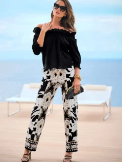Ashley Brooke Tenues De Cérémonie|Pantalons<Pantalon imprimé bordures imprimées
