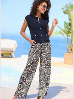 LASCANA Pantalons<Pantalon large ceinture élastique