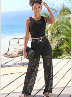 LASCANA Pantalons<Pantalon large ceinture élastique