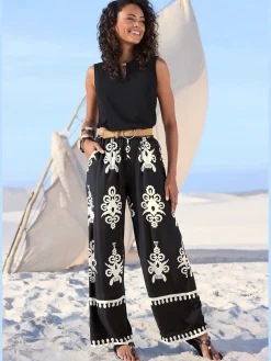 LASCANA Pantalons<Pantalon large ceinture élastique