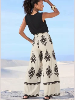 LASCANA Pantalons<Pantalon large ceinture élastique