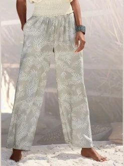 LASCANA Pantalons<Pantalon large ceinture smockée