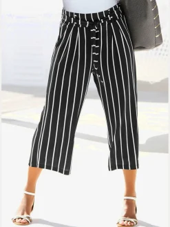 LASCANA Pantalons<Pantalon large jupe-culotte légère rayée ou noire