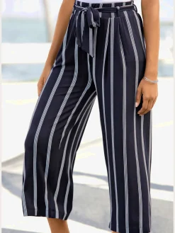 LASCANA Pantalons<Pantalon large jupe-culotte rayée en jersey