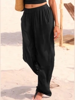 s.Oliver Pantalons<Pantalon large élastique latéral à la ceinture