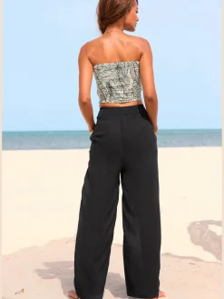 s.Oliver Pantalons<Pantalon large élastique latéral à la ceinture