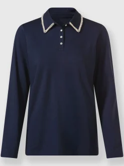 Ashley Brooke T-Shirts<Polo à manches longues pierres fantaisie sur le col