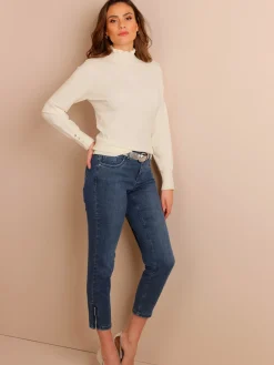 CREATION L PREMIUM Pulls<Pull à col montant brillance soyeuse et mate