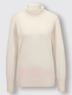 CREATION L PREMIUM Pulls<Pull à col montant brillance soyeuse et mate