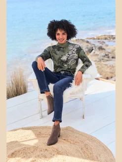 Linea Tesini Pulls<Pull à col montant imprimé floral