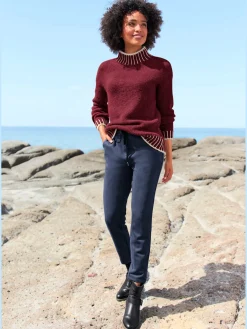 Linea Tesini Pulls<Pull à col montant rayures contrastées