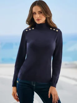 Ashley Brooke Pulls<Pull à col roulé beaux boutons fantaisie.