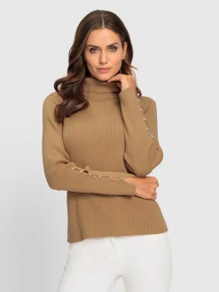 Ashley Brooke Pulls<Pull à col roulé fente et perles fantaisie sur la manche