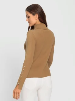 Ashley Brooke Pulls<Pull à col roulé fente et perles fantaisie sur la manche