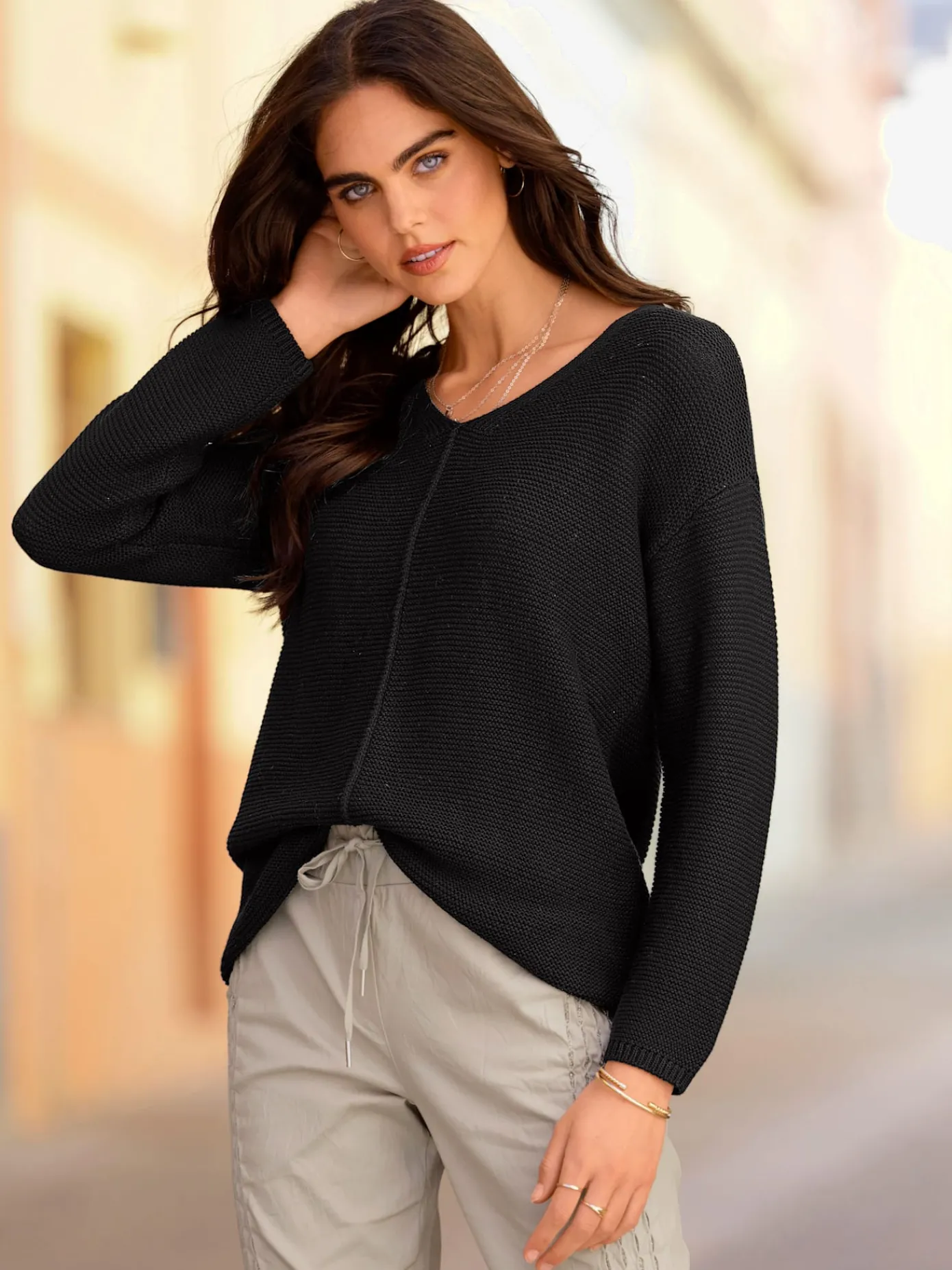 Mandarin Pulls<Pull à encolure en v encolure v tendance