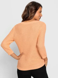 Pulls<Pull à encolure en v motif structuré tendance