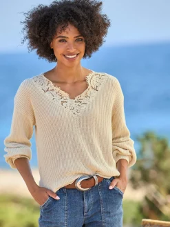 Linea Tesini Pulls<Pull à encolure en v pur coton