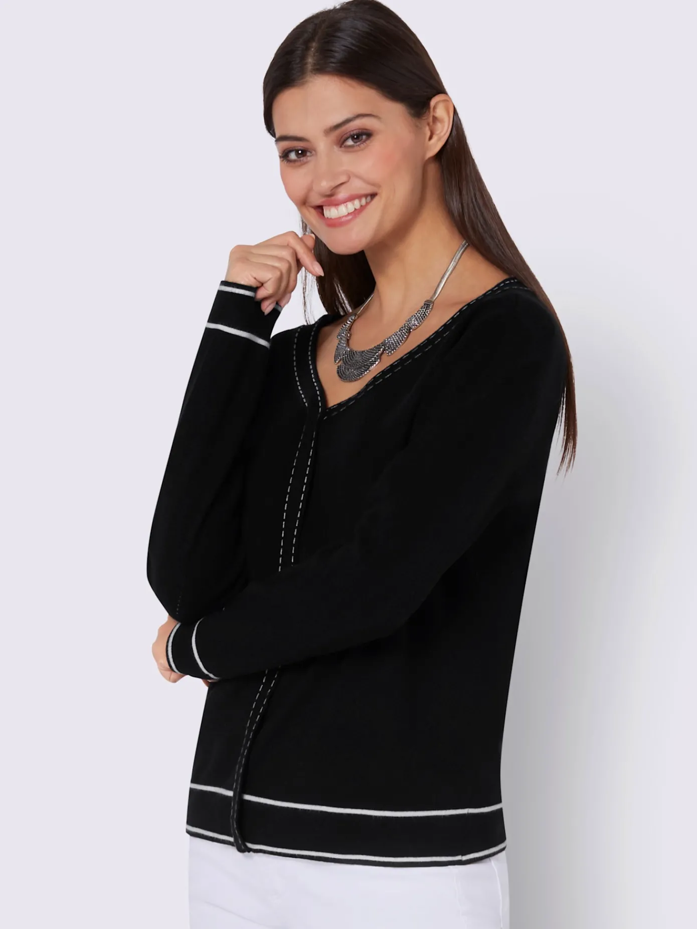 Creation L Pulls<Pull à encolure en v tricot fin et doux