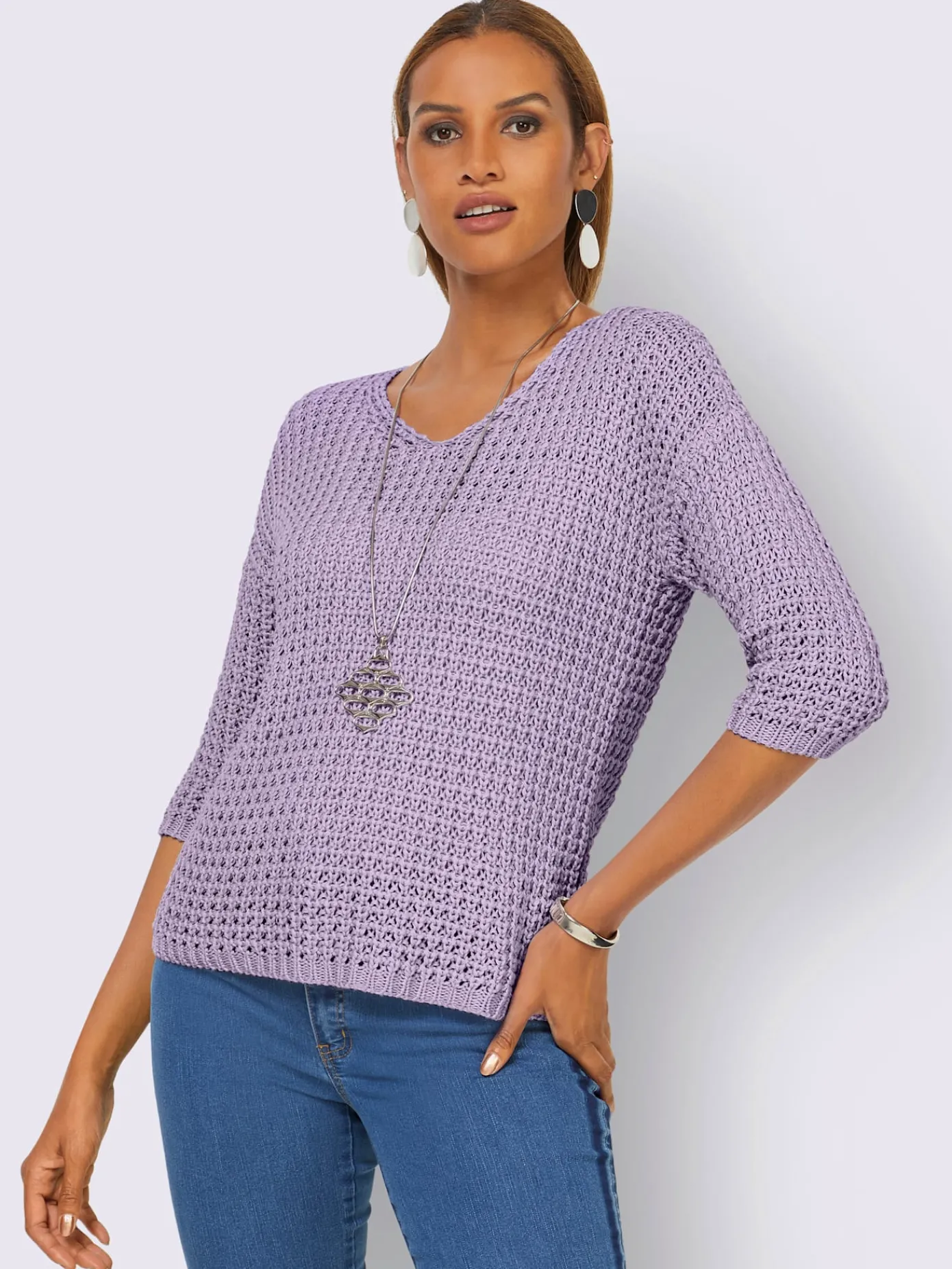 Creation L Pulls<Pull à manches 3/4 50% coton