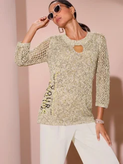 Creation L Pulls<Pull à manches 3/4 joli mélange de fils